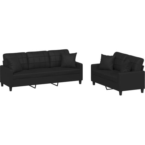 Maison Exclusive - Set di Divani 2 pz con Cuscini Nero in Similpelle