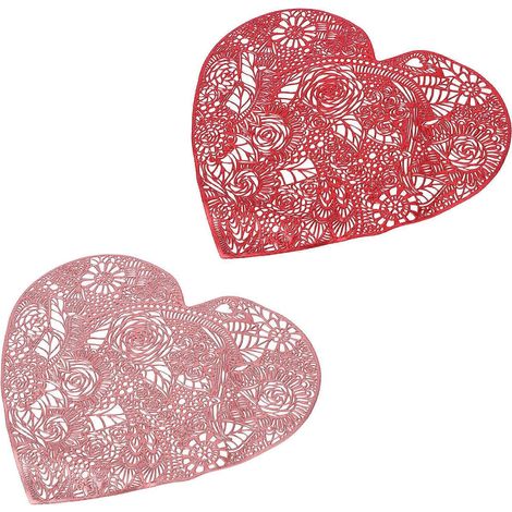 Set de table en forme de cœur, set de table rose pour la maison, lot de 2 sets de table romantiques en PVC (1/5)