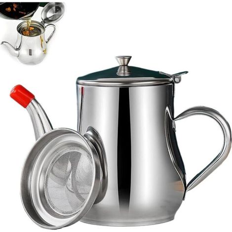 Pot de filtre à huile en acier inoxydable de 18 oz avec poignée, récipient à graisse multifonction pour la cuisine, le camping, les friture des aliments