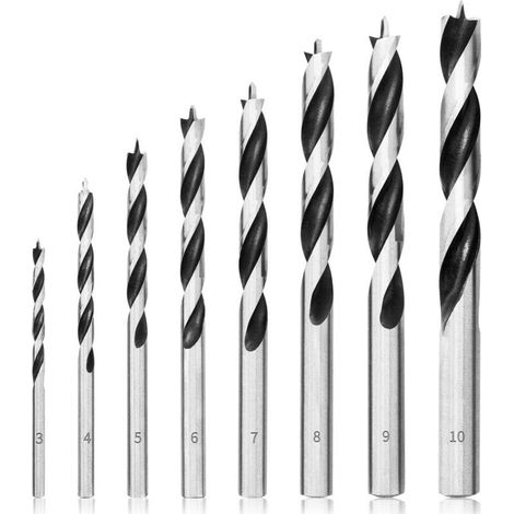 8Pcs Jeu de Forets à Bois 3mm 10mm Mèche Hélicoïdaux para Bois Professional Foret Brad Point pour Bois (1/4)