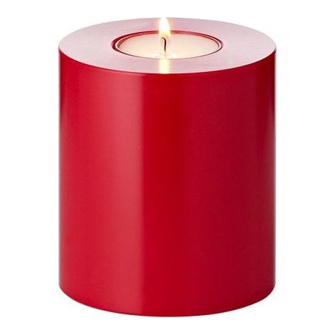 Bougie Chauffe-Plat Permanente Photophore en Plastique Rouge H 9 cm Ø 8 cm - PANGIVO (1/2)