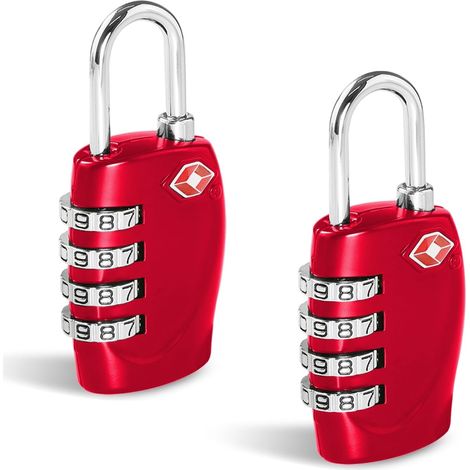 Lot de 2 cadenas à combinaison de sécurité à 4 chiffres pour valises et sacs de voyage, noir (1/5)