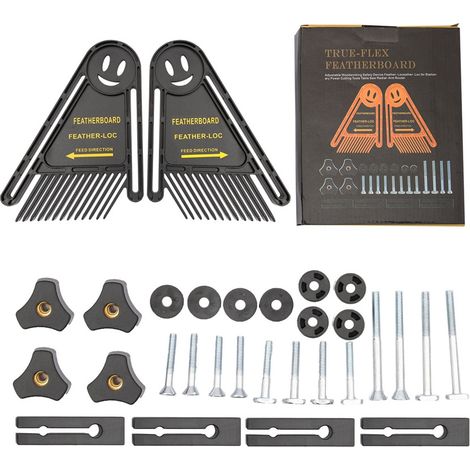 Kit de Doigts de Poussée (Plumes) pour Sécurité sur Machines à Bois – Scie sur Table, Défonceuse Inversée, etc. (Kit Noir) (1/5)