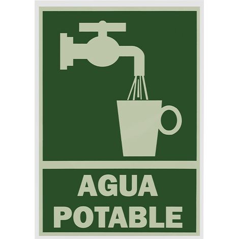 Cartello fluorescente in PVC "Acqua Potabile" 21x29 cm VERDE E BIANCO, resistente e visibile