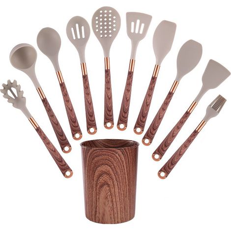 Ustensiles de cuisine en Silicone, ensemble de 11 pièces, spatules et cuillères en Silicone, ustensiles de cuisine, ensemble d\'ustensiles de cuisine ménagers en silicone