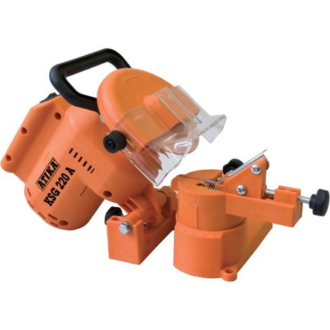 Affûteuse de chaîne électrique 220W – Pour tronçonneuse et élagueuse – Vitesse 7500 t/mn – Disque Ø100mm pour bois dur – Atika