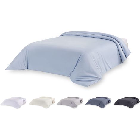 Todocama Set copripiumino in microfibra extra morbido al tatto. (Azzurro - Letto 135/140/150-220x220 cm). (1/4)
