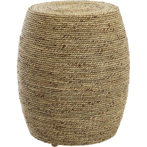 Repose-pieds, tabouret en corde de chanvre naturel - Diamètre 45 x Hauteur 52 cm -PEGANE- (1/4)