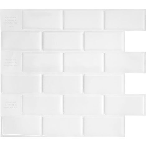 Carrelage adhésif mural x4, 27.81x24.64cm - Smart Tiles Subway Blanc sticker décoratif salle de bain & cuisine (1/5)