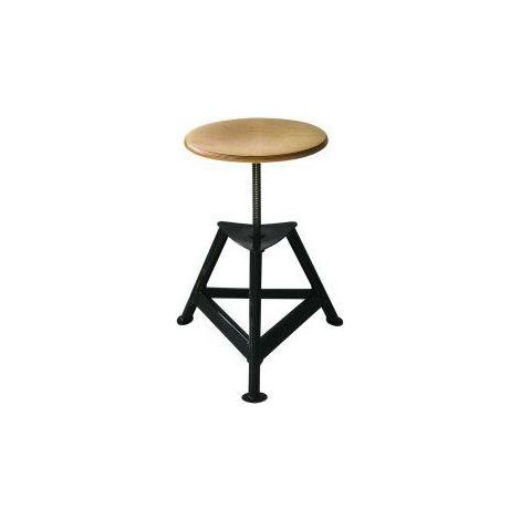 Bandstahl-Drehhocker Holz Rundsitz, RAL 9005 Dreibein, Höhe 400-600mm Sitzfläche (1/3)