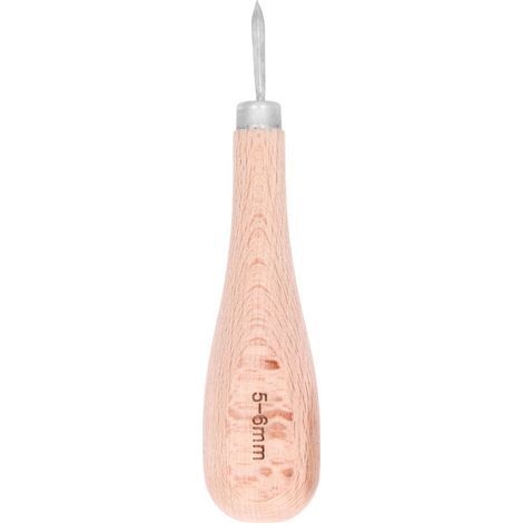 Alène à Cuir en Acier Forme Rhombe, Manche en Hêtre 5-6mm, Outil de Perçage pour Travail du Cuir DIY