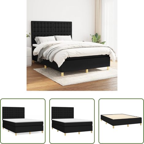 Matelas à ressorts ensachés - Sommier à lattes de lit avec matelas Noir 140x200 cm Tissu (1/5)