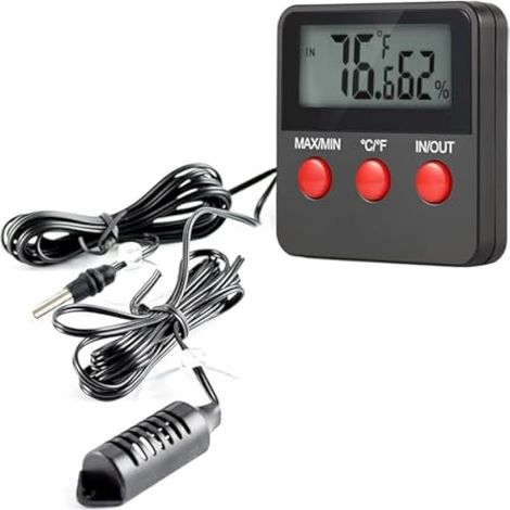 Thermomètre/hygromètre numérique, appareil de mesure de la température et de l'humidité d'intérieur, portable, pour terrariums, reptiles, animaux de compagnie, salon (1/5)