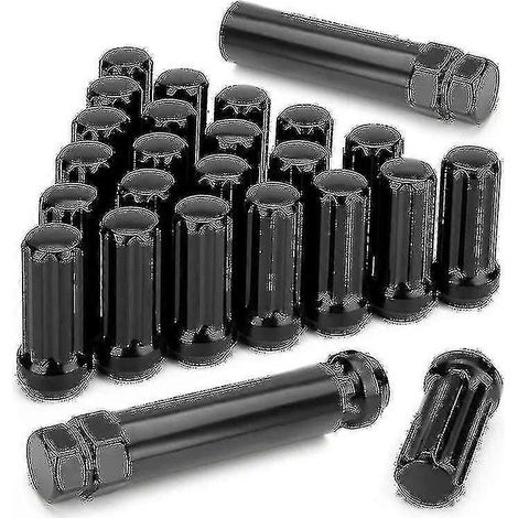 Écrous de roue M14x1,5 (24 pièces) - Alésage à 7 cannelures - Écrous coniques Tiss - Longueur : 5 cm (2 pouces) - Noir - 2 (1/5)