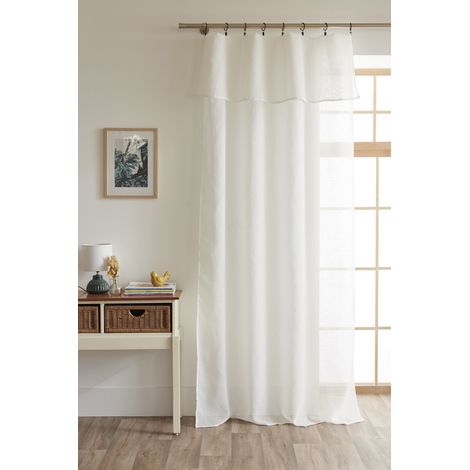 Rideau ajustable + 8 anneaux pince 140 x 270 cm Polyester effet bouclette ELDA Ivoire (1/4)