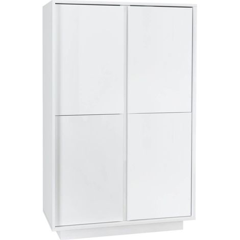 LYSIANE - Argentier 4 Portes Finition Blanc Laqué Brillant Weiss (1/3)