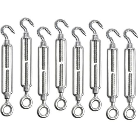 8 pièces M5 Tendeur Cable Tendeur Acier Inoxydable Réglable Tendeur Crochet et œil Acier Inoxydable 304 Tendeur de Fil pour Corde Cable Fil à Linge Jardin Grillage
