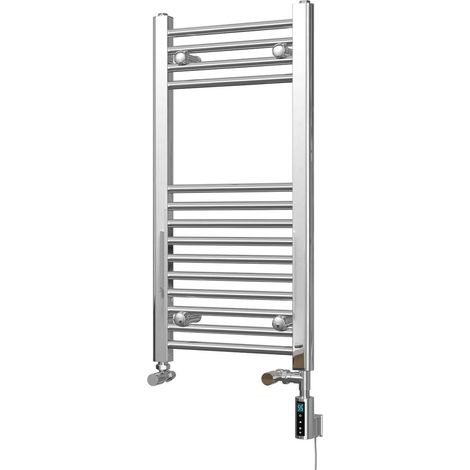 Zennor - Chrome Dual Fuel Towel Rail H800mm x W400mm Thermostatic WIFI - Straight (1/3)
