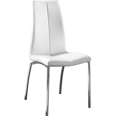 Sedia con Base in Metallo Cromato/ Seduta e Schienale in Similpelle Viva (1/5)