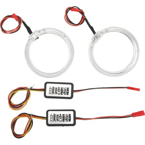 GARRYFIZH Paire de phares LED Angel Eyes 9-36V, lampe de signalisation, anneaux Halo, blanc ambre, double couleur, décoratif pour voiture, 80mm/3,15 pouces (1/5)