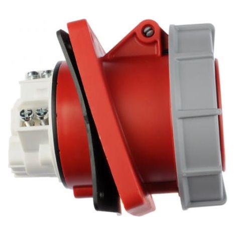 Enchufe de panel angular 63A 5P 400V /100x112/ rojo IP67 power twist 435-6
