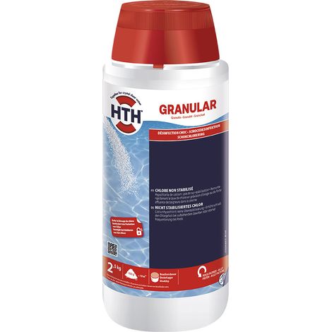 HTH – Chlore choc sans stabilisant 2,5 kg – Granulés à dissolution rapide – Action désinfectante et algicide – Hypochlorite de calcium