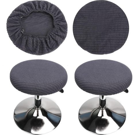 2 Stück runder Hockerbezug (grau), runder Barhockerbezug, waschbar, pflegeleicht, weich und langlebig, für 30–40 cm große Hocker