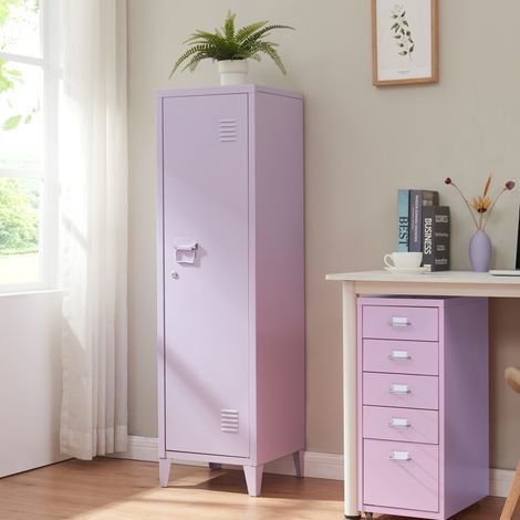 Casillero metálico Kurikka con 3 compartimientos acero 137x38x38 cm - Violeta [en.casa]