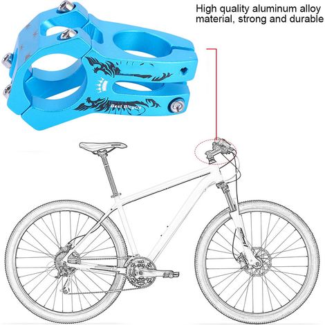 Tige de potence vélo 31.8mm aluminium résistante pour VTT et vélo de route, couleur bleu (1/5)