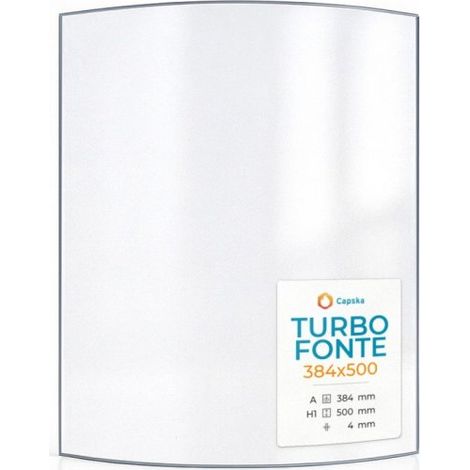 Vitre Turbo Fonte 384X500 - Verre Courbe pour poêle à bois - 384 x 500 mm (A x H) - 4 mm (1/5)