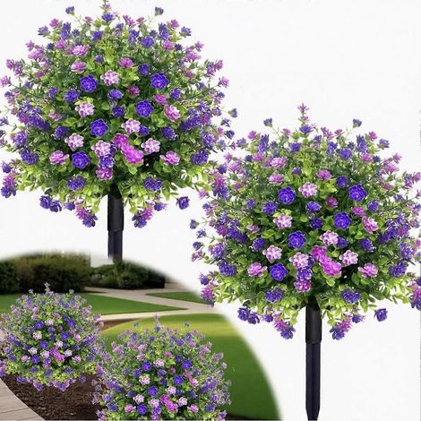 Topiaire de camélia artificiel résistant aux UV – avec tuteur – pour porte d'entrée porche et jardin – 1 pièce – Blanc (1/4)