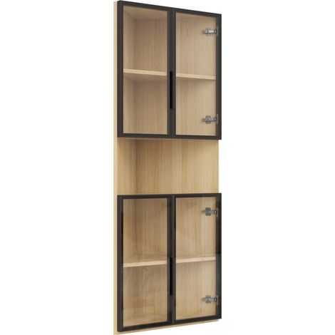 Vetrina angolare in vetro LED 62 x 32 x 160 cm finitura rovere HOMVRA (1/5)