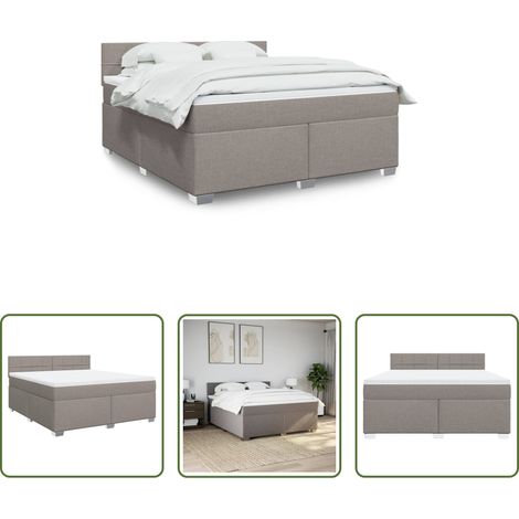 vidaXL Taschenfederkern - Boxspringbett mit Matratze Taupe 180x200 cm Stoff (1/5)