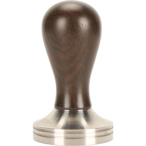 Tamper à Café Acier Inoxydable Manche Bois Massif 58mm Brun Foncé Accessoire Machine Expresso Compact