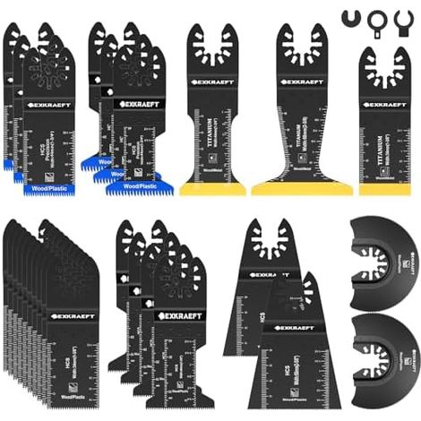 Lot de 30 lames d'outils multifonctions en titane pour métal, bois et cloison sèche, à dents japonaises, accessoires scie oscillante universels Milwaukee, Ryobi, Rockwell, Fein - (1/5)