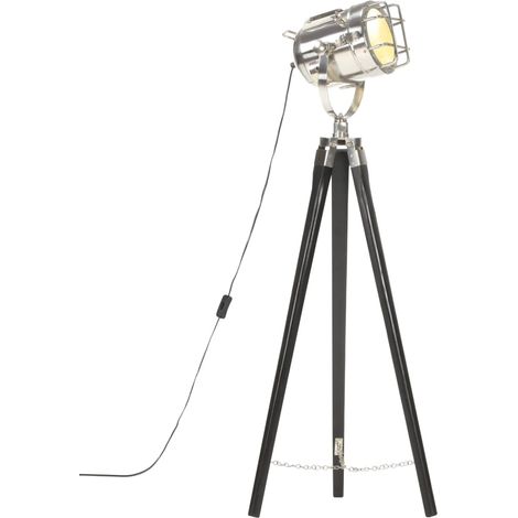 Lámpara de suelo con trípode madera maciza de mango negro 97 cm