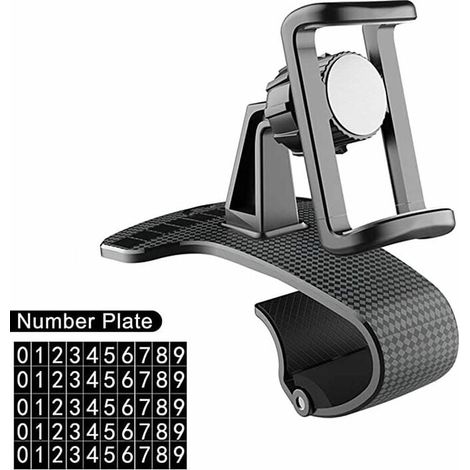 Porte Telephone Voiture avec plaque d'immatriculation d'appel de stationnement portable antidérapant téléphone intelligent 3,5 à 6,8 pouces (noir)- (1/4)
