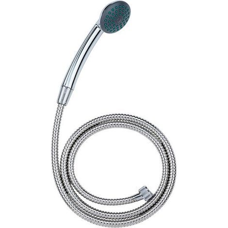 Pommeau de douche simple avec flexible, chromé (1/2)