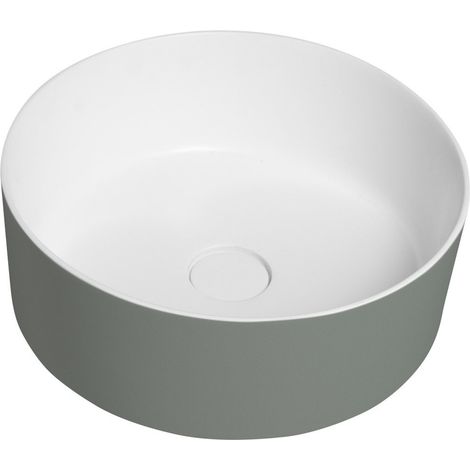 Lavabo THIN pour plan, Rockstone Ø 38 cm, Verde/blanc mat (1/3)