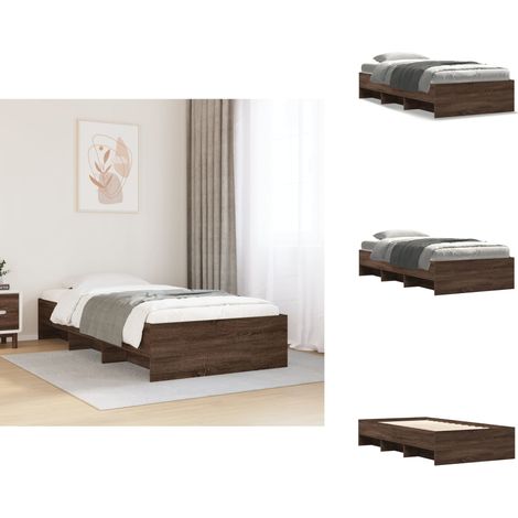 Cadre de lit sans matelas chêne marron 100x200 cm - Cadre De Lit - Cadres De Lit - Meuble De Chambre À Coucher - Lit (1/5)
