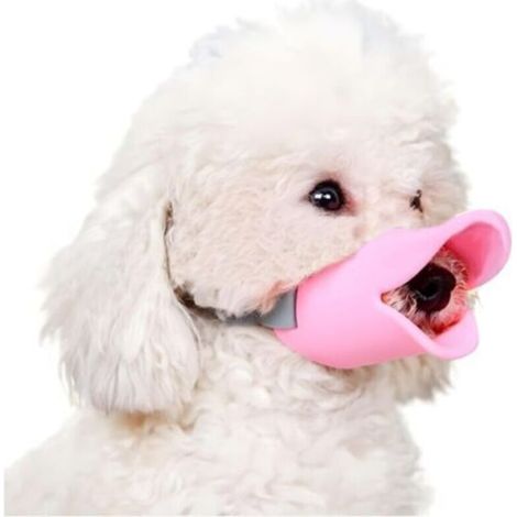 Muselière anti-morsure en forme de bec de canard pour chien, muselière anti-aboiement, muselière pour animaux de compagnie, en silicone anti-morsure (rose, petite taille) (1/4)