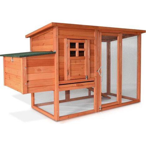 Poulailler en bois pour 4/6 poules – Dimensions 182x75x103 cm – Avec perchoir et nichoir – Bois résistant aux intempéries – Bb-Loisiram