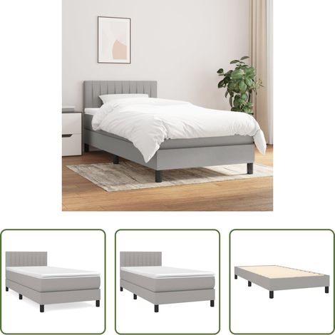Matelas à ressorts ensachés - Sommier à lattes de lit et matelas Gris clair 90x190 cm Tissu (1/5)