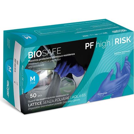 GUANTI LATTICE MONOUSO NO POLVERE M/L/XL 50pz GLOVELY BIOSAFE HIGH RISK, " M " (1/3)
