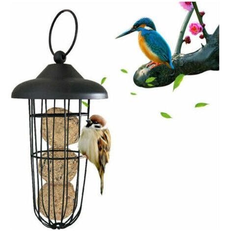 Bird Feeder, Squirrel Proof Metal Bird Feeder Automatic Hanging Bird Feeder Grease Ball Holder Feeding Tool (1/4)