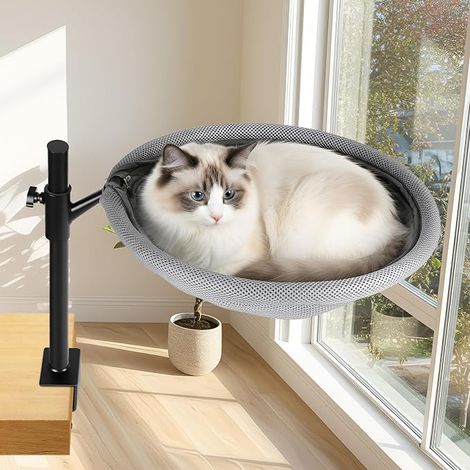 lit de Bureau pour Chat 360 ° Hauteurs réglables Lit d'hiver d'été Hamac Chats Tapis hamac Votre (1/5)