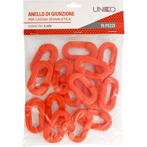 ANELLO DI GIUNZIONE PER CATENA SEGNALETICA IN PLASTICA mm 8 - blister da 15 pezzi - UNIKO