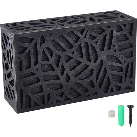 Boîtier de Sonnette Noir Moderne Grand Couverture Cloche Motif Feuilles Bois Rectangle Décoratif Facile à Installer Mur Intérieur Extérieur Entrée Porche Maison Décoration (1/5)