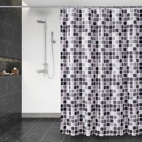 Cortina de ducha, cortina de baño lavable con 12 ganchos. (1/5)