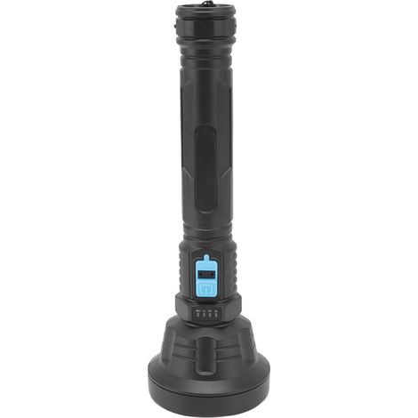 Wiederaufladbare LED-Taschenlampe über USB, 3 Leuchtmodi, Batterieanzeige, robustes ABS-Gehäuse, ideal für Camping und Nachtangeln. (1/5)